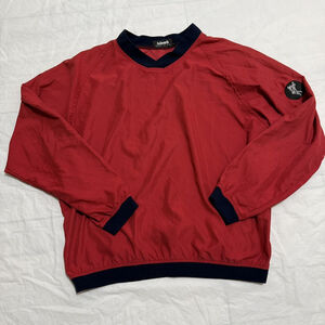 ASHWORTH Men's Red Golf Windshirt Long Sleeve Pullover Size Large made in USA